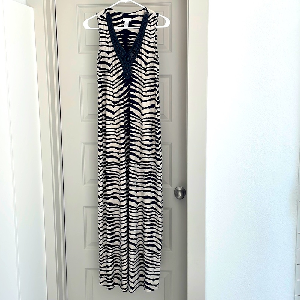 Chicos long maxi dress size 0 SMALL BLACK & white with stones